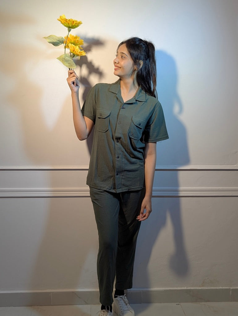 Safari Summer Tracksuit – Olive Green (Double Pocket) (Unisex)