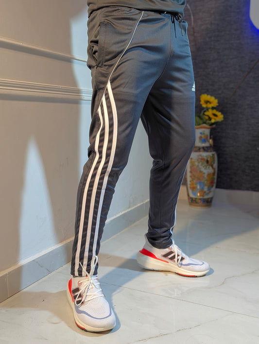 Unisex Grey 3-Stripes Trouser