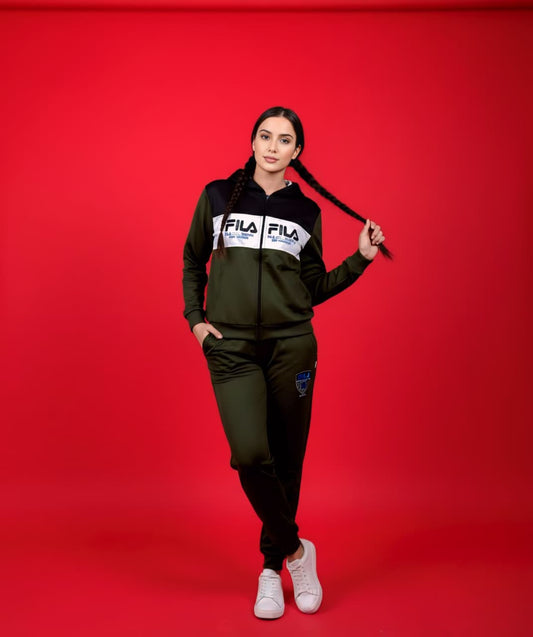 Green Black & White Zipper Tracksuit (Unisex)