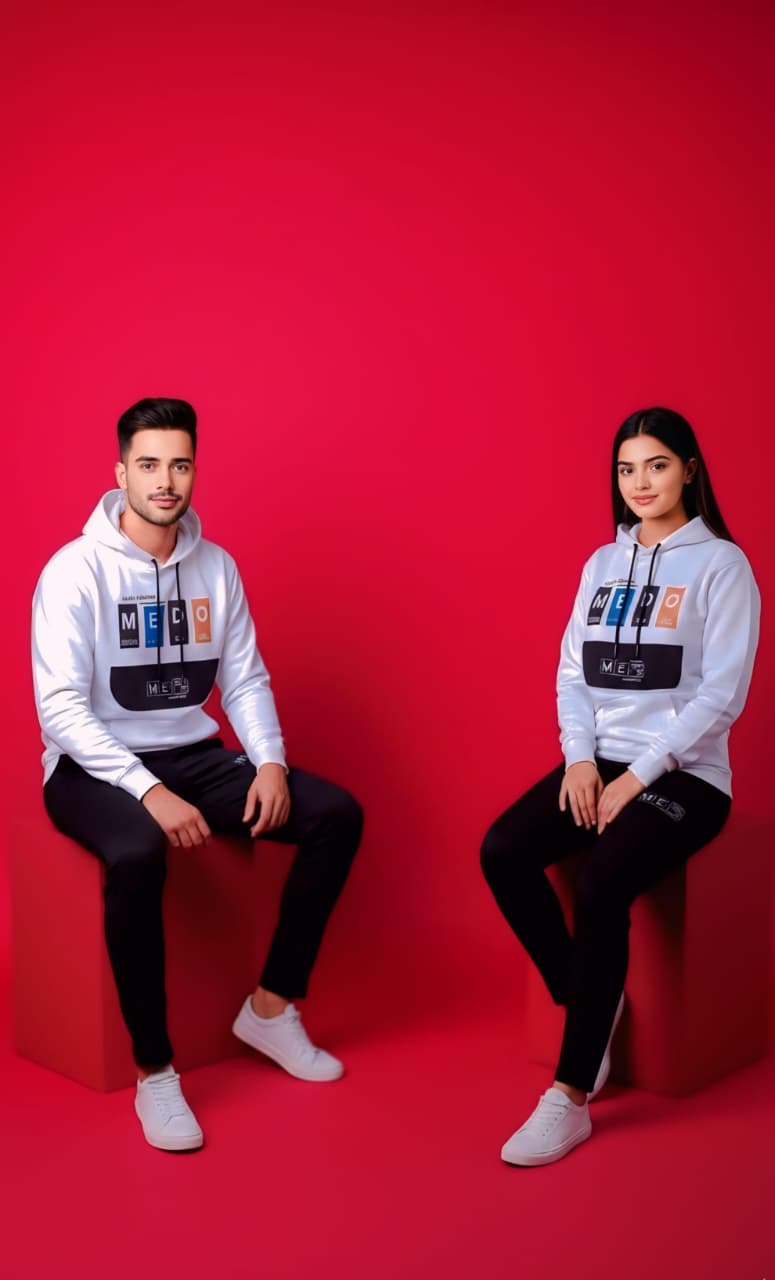 White & Black Hoodie Tracksuit (Unisex)