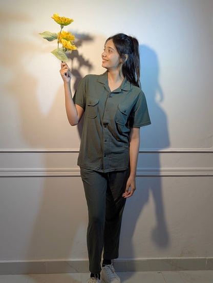 Safari Summer Tracksuit – Olive Green (Double Pocket) (Unisex)