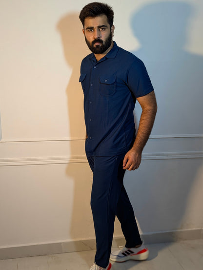 Safari Summer Tracksuit – Navy Blue (Double Pocket) (Unisex)
