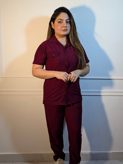Safari Summer Tracksuit – Maroon (Double Pocket) (Unisex)