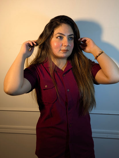 Safari Summer Tracksuit – Maroon (Double Pocket) (Unisex)