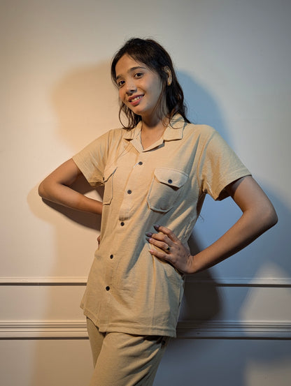 Safari Summer Tracksuit – Cream (Double Pocket) (Unisex)