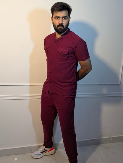 Safari Summer Tracksuit – Maroon (Double Pocket) (Unisex)