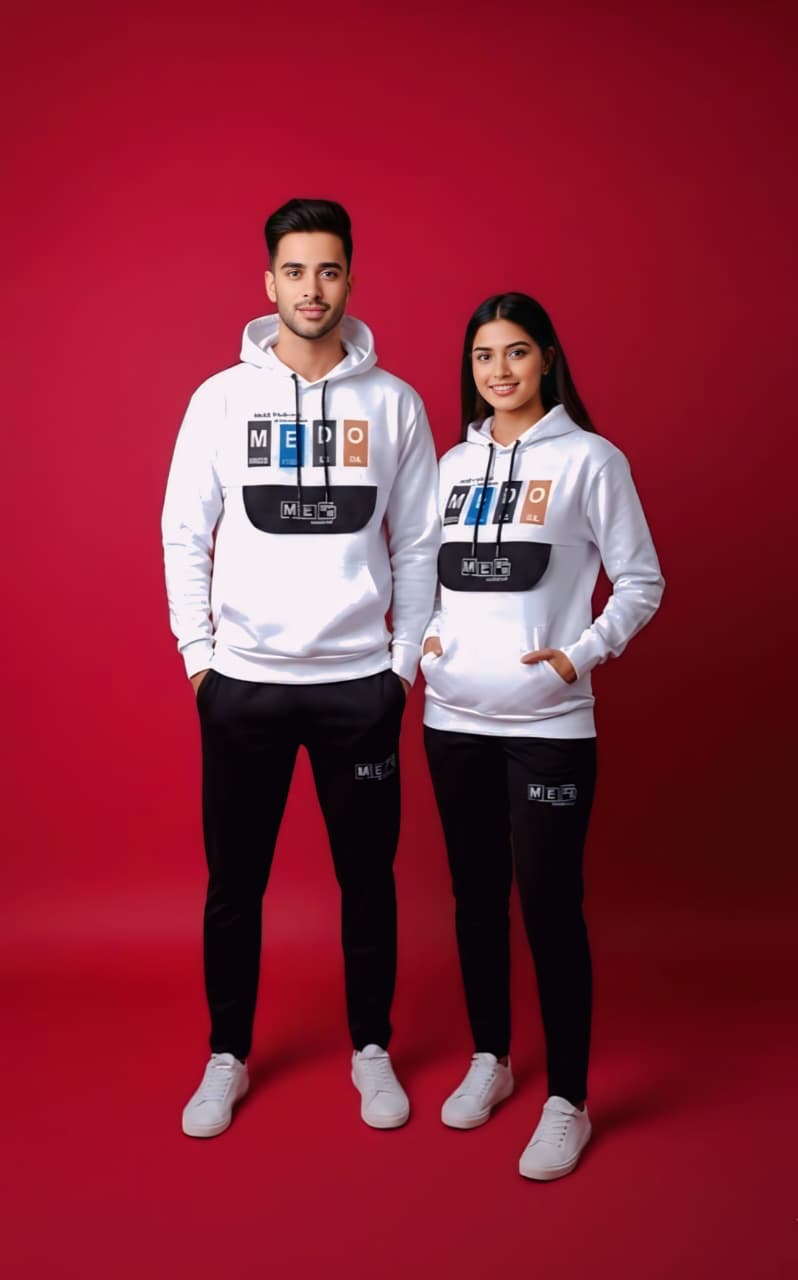 White & Black Hoodie Tracksuit (Unisex)