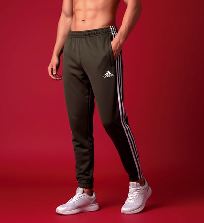 Olive Green 3-Stripes Summer Trouser