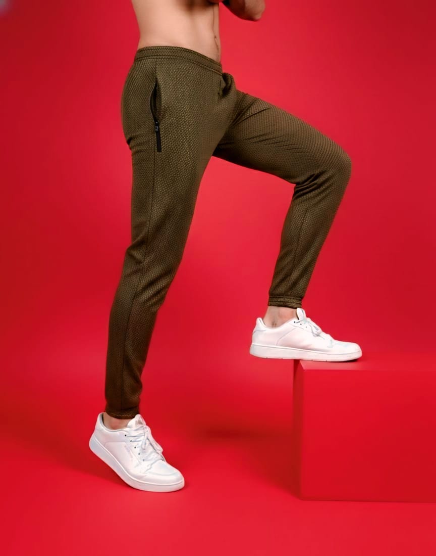 Olive Green Dotted Summer Trouser