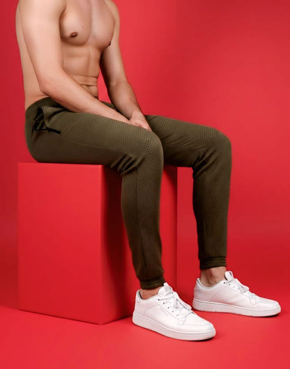 Olive Green Dotted Summer Trouser