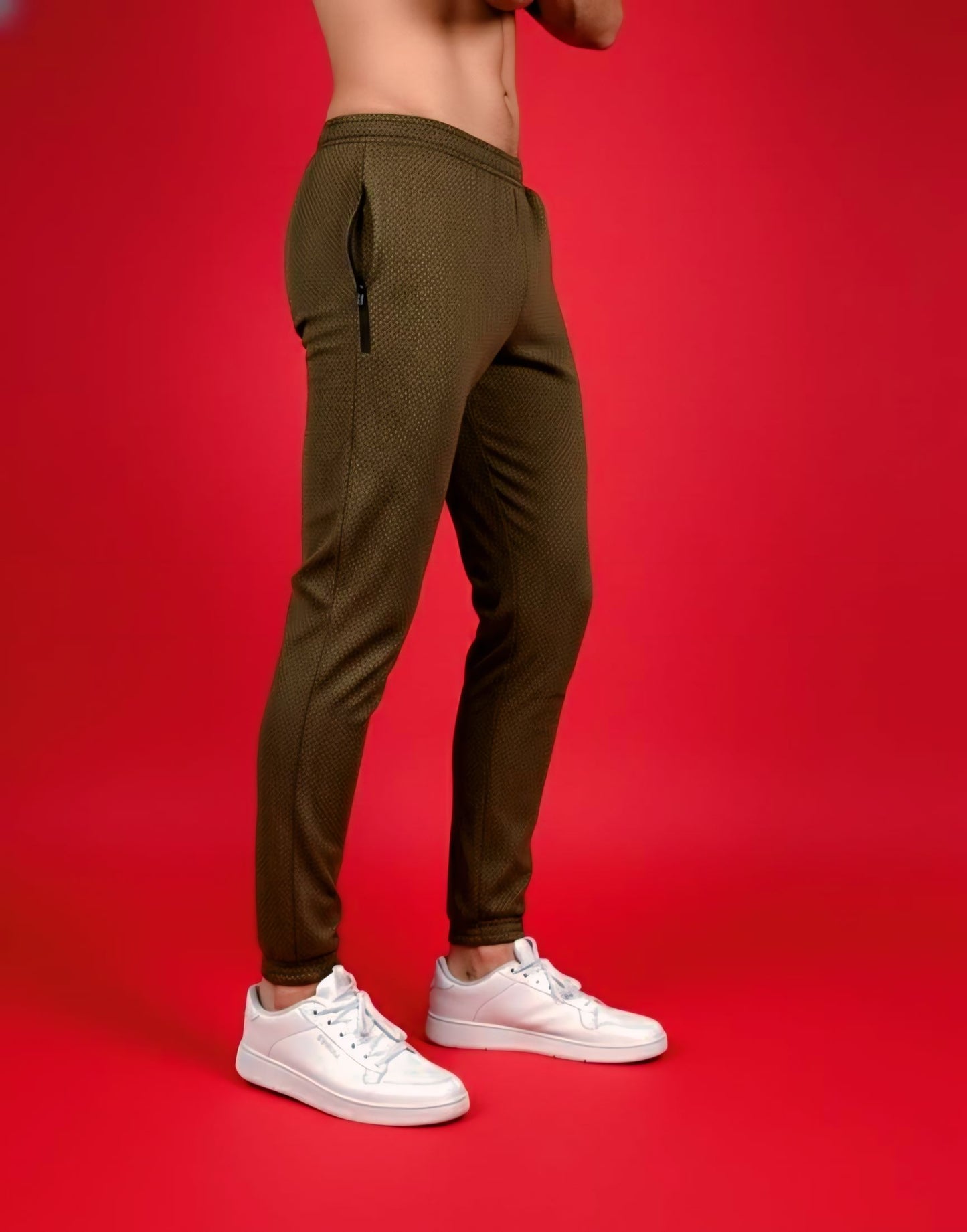 Olive Green Dotted Summer Trouser