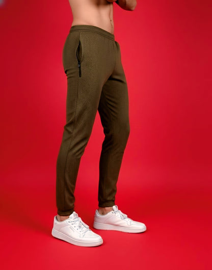 Olive Green Dotted Summer Trouser