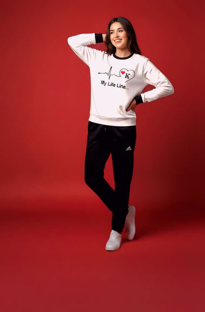 Cream & Black Sweatshirt Tracksuit (Unisex)