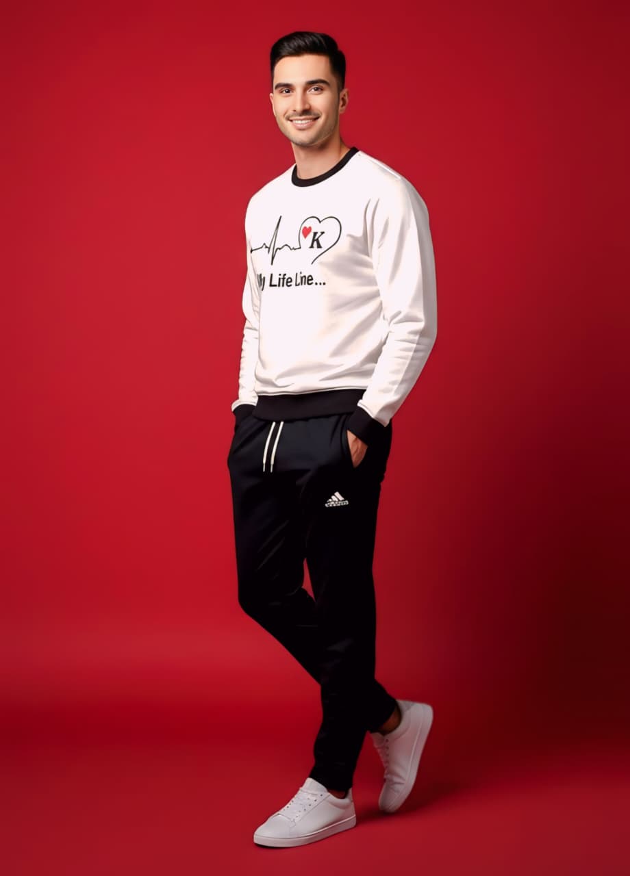 Cream & Black Sweatshirt Tracksuit (Unisex)