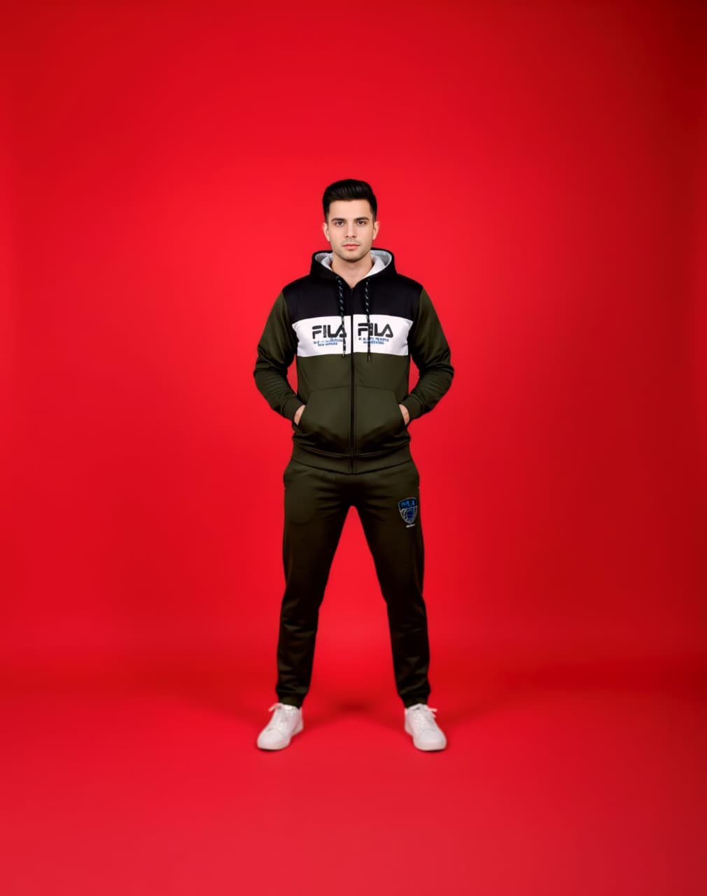 Green Black & White Zipper Tracksuit (Unisex)