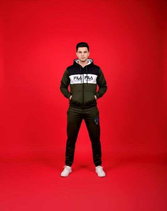 Green Black & White Zipper Tracksuit (Unisex)