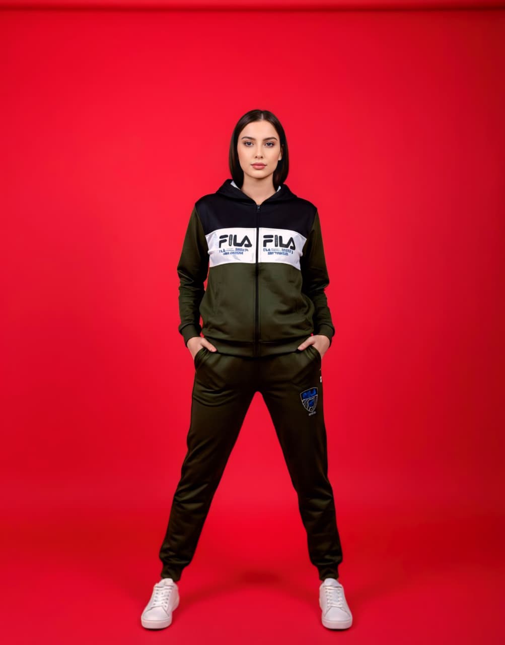 Green Black & White Zipper Tracksuit (Unisex)