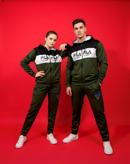 Green Black & White Zipper Tracksuit (Unisex)