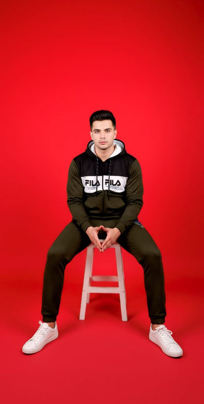 Green Black & White Zipper Tracksuit (Unisex)