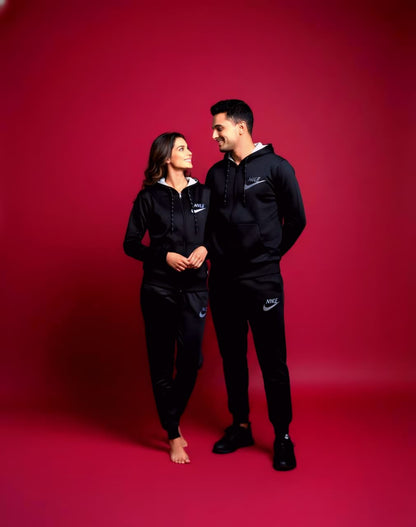 Black Zipper Hoodie Tracksuit (Unisex)