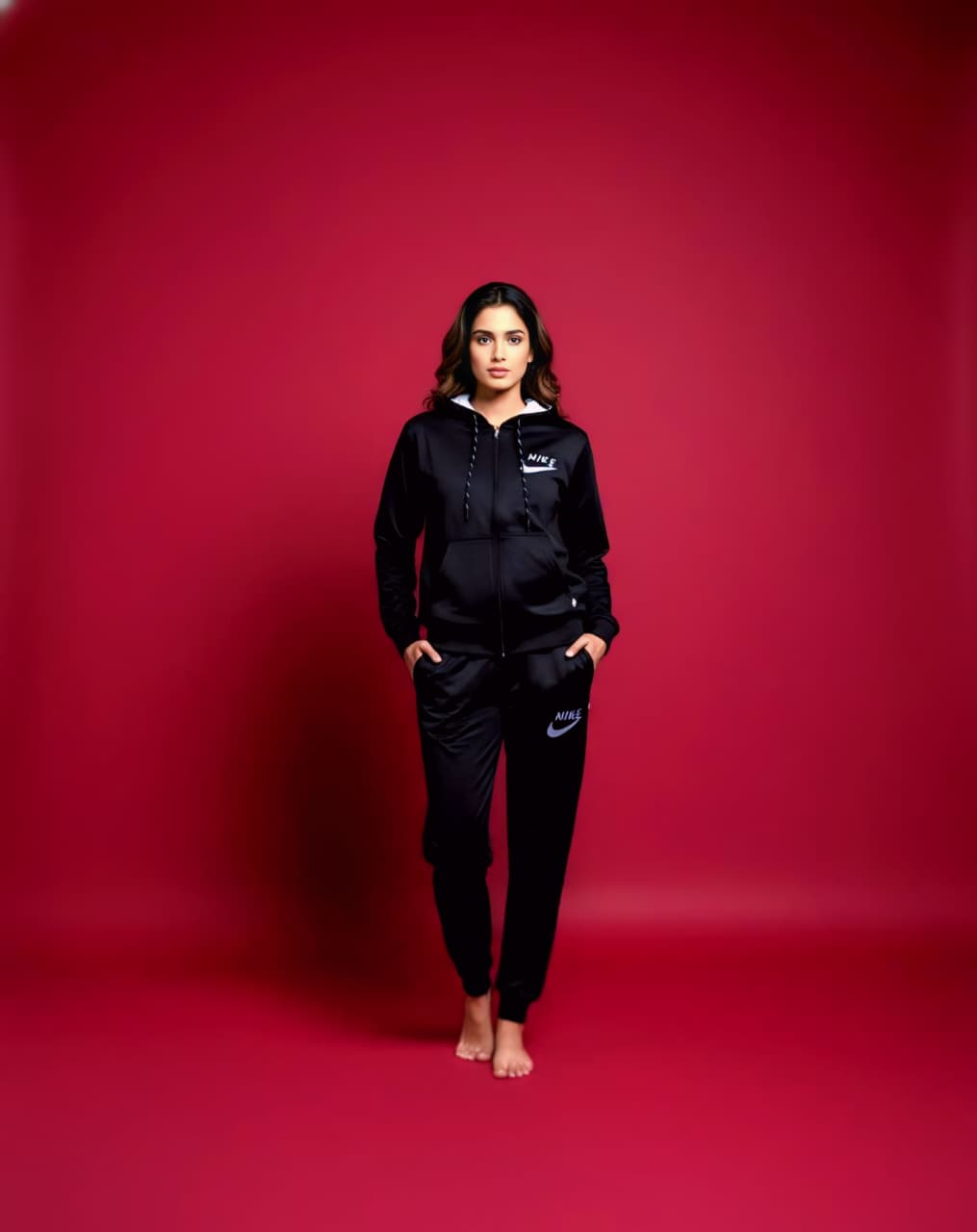 Black Zipper Hoodie Tracksuit (Unisex)