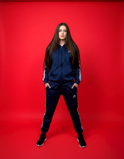 Blue 3-Stripes Zipper Tracksuit (Unisex)
