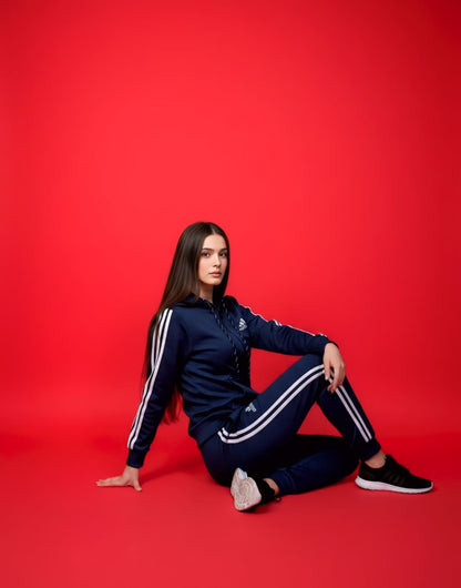 Blue 3-Stripes Zipper Tracksuit (Unisex)