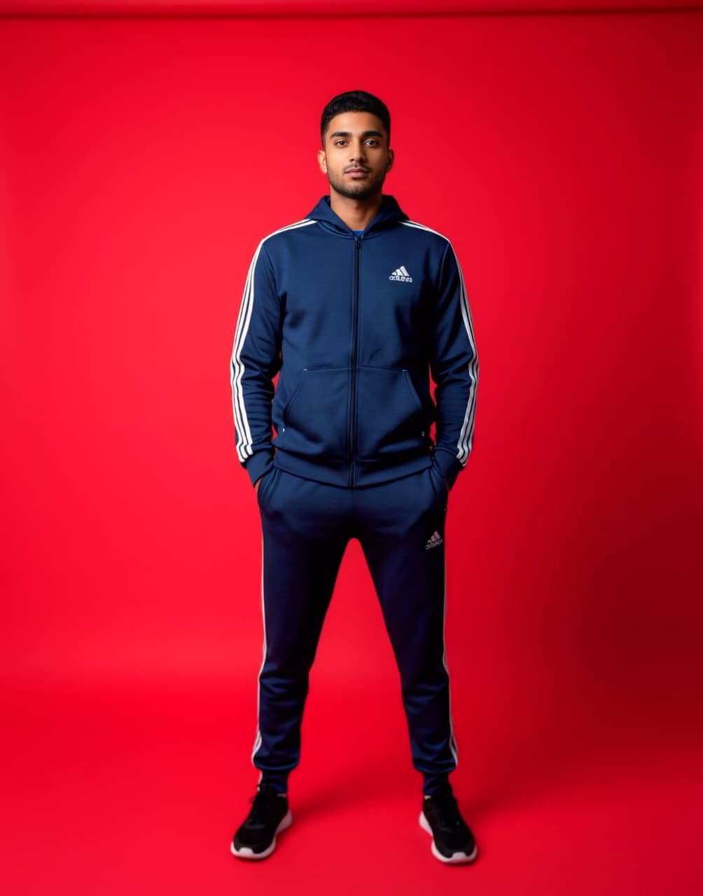 Blue 3-Stripes Zipper Tracksuit (Unisex)