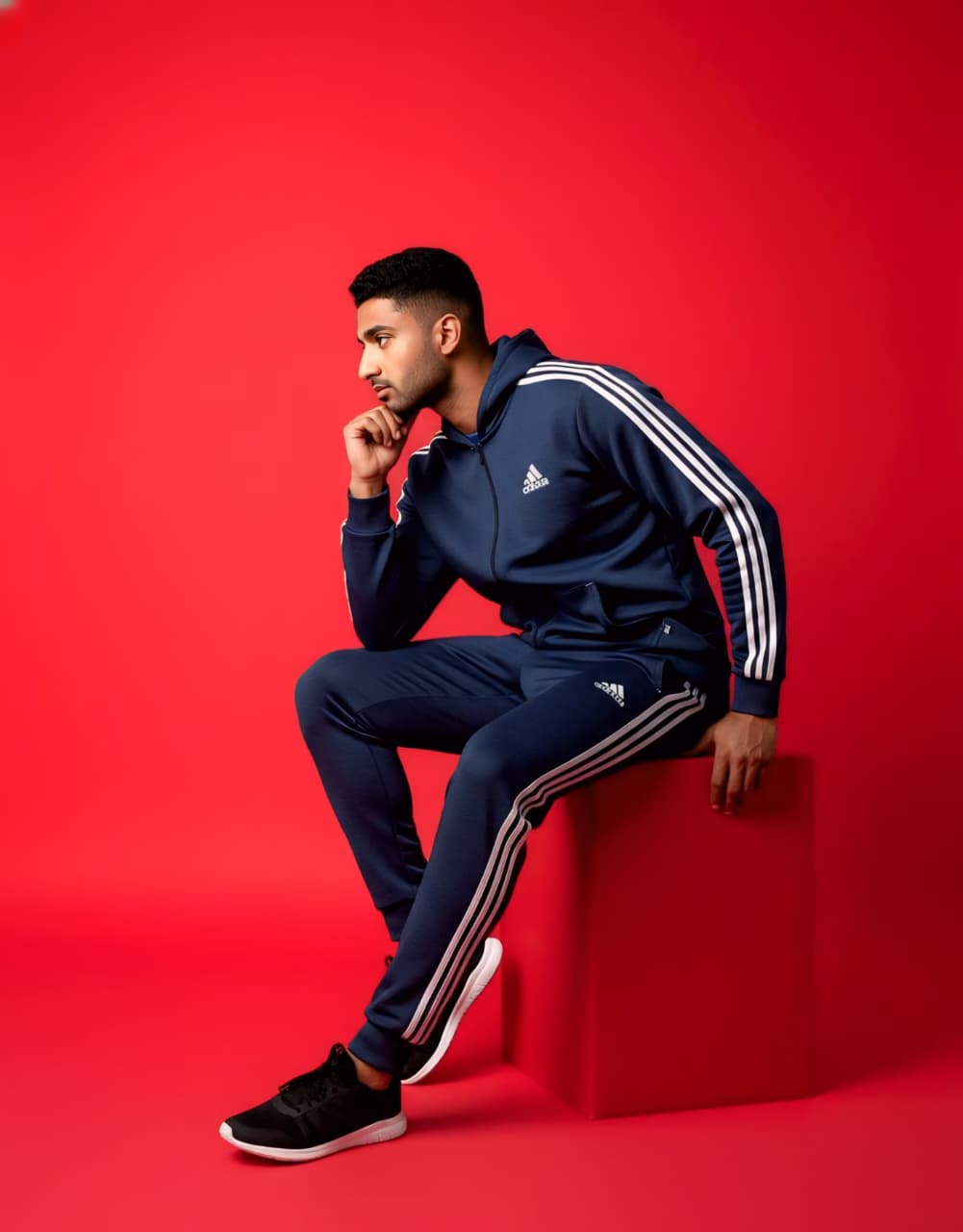 Blue 3-Stripes Zipper Tracksuit (Unisex)