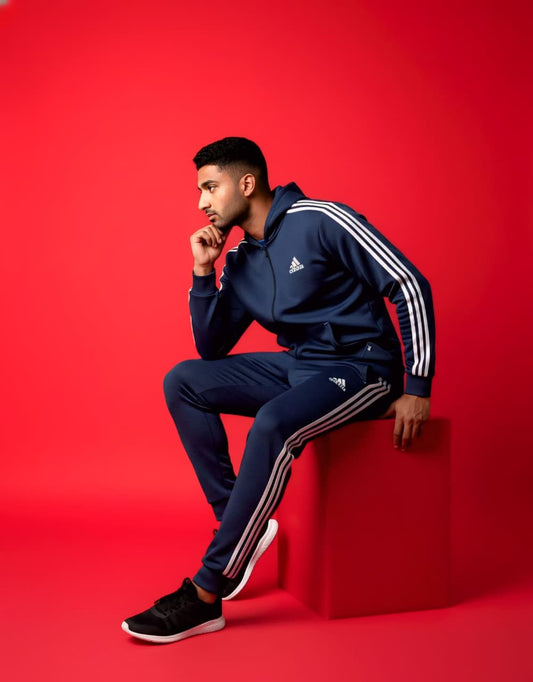 Blue 3-Stripes Zipper Tracksuit (Unisex)