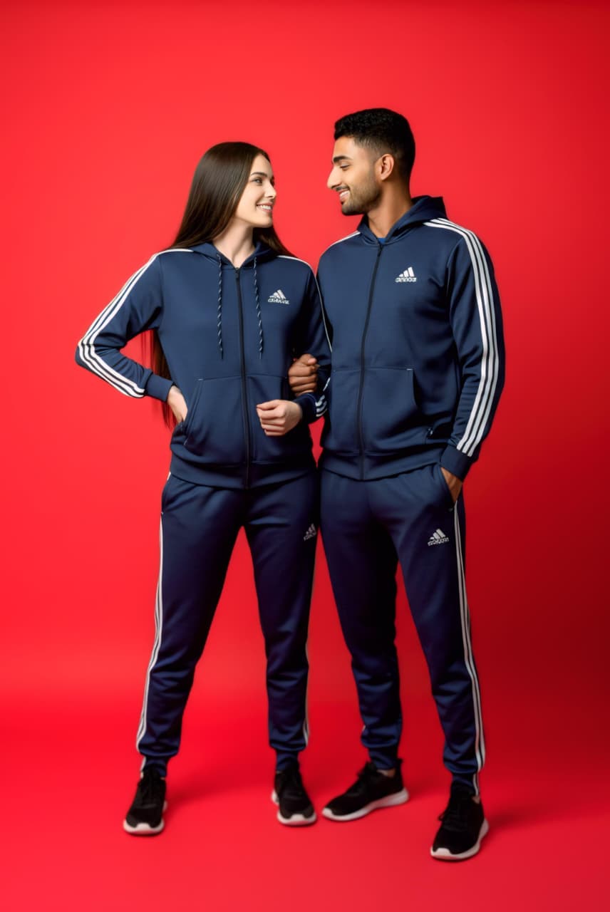 Blue 3-Stripes Zipper Tracksuit (Unisex)
