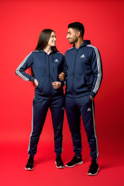 Blue 3-Stripes Zipper Tracksuit (Unisex)
